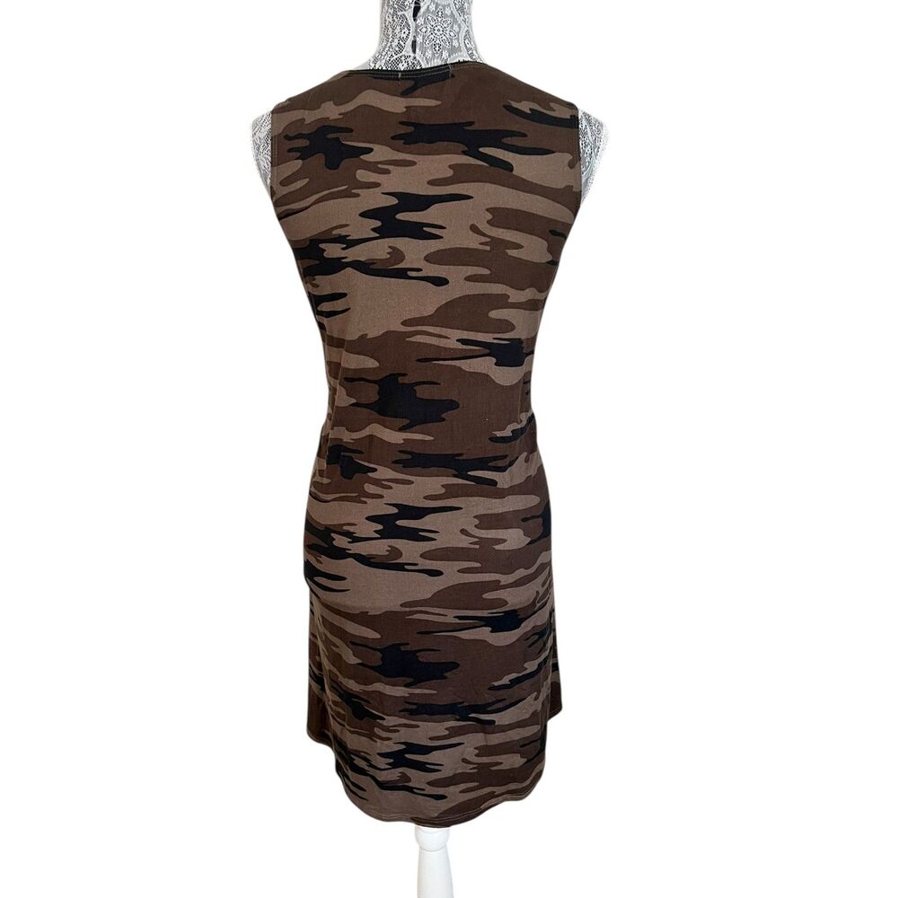 Socialite Sleeveless, knee-length Brown/Black Camouflage Dress, Women's Large - Picture 2 of 7